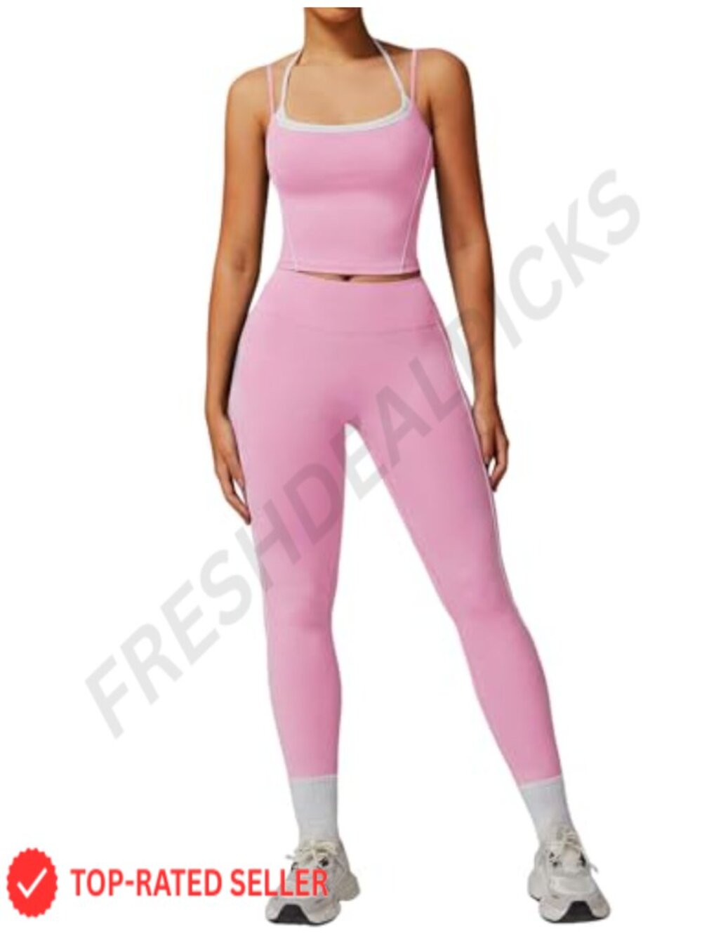 Women's Workout Set Spaghetti Strap Tank Top High Waist Leggings Gym